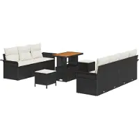 vidaXL Ensemble de salon de jardin , 10 pièces, 9 places, noir et crème