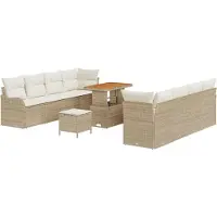 vidaXL Ensemble de salon de jardin , 11 pièces, 10 places, beige et crème