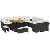 vidaXL Ensemble de salon de jardin , 13 pièces, 12 places, noir et crème
