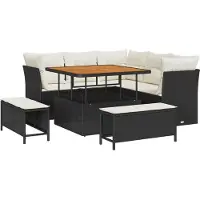 vidaXL Ensemble de canapés de jardin , 8 pièces, 5 places, noir et crème