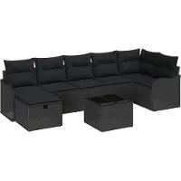 vidaXL Ensemble de canapés avec coussins avec mémoire 8 pcs noir poly rotin