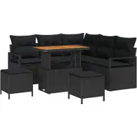 vidaXL Ensemble de canapé de jardin avec coussin avec mémoire 8 pcs noir