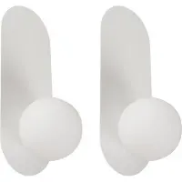 Beliani Set de 2 lampes murales métal blanc verre opaque abat-jour rond style vintage salon chambre couloir