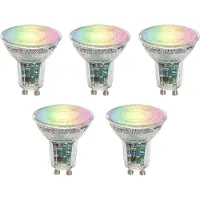 LUEDD Lot de 5 ampoules LED GU10 50 intelligentes transparentes RGBW 4,5W 350 lm 2700-6000K