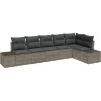 vidaXL Ensemble de canapé de jardin avec mémoire 6 pcs Gris Poly-Rotin