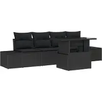 vidaXL Ensemble de canapé de jardin avec coussin avec mémoire 5 pcs noir