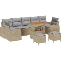 vidaXL Ensemble de canapé de jardin avec coussins avec coussins 10 pcs Beige et gris clair