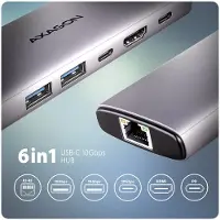 Axagon HMC-6G2L station d'accueil pour ordinateur portable/réplicateur de ports USB filaire 3.2 Gen 2 (3.1 Gen 2) Type-C Aluminium