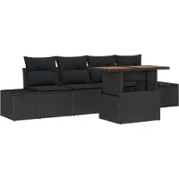 vidaXL Ensemble de canapés de jardin , 5 pièces, noir et marron