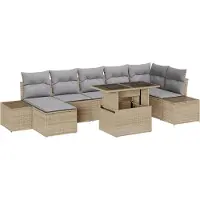 vidaXL Ensemble de canapé de jardin avec coussins 8 pcs Beige et gris clair