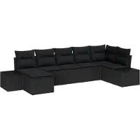 vidaXL Ensemble de canapés de jardin , 7 pièces, noir, en résine tressée
