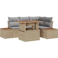vidaXL Ensemble de canapés de jardin , 5 pièces, beige et gris