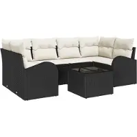 vidaXL Ensemble de canapés de jardin , noir, 55 x 55 x 37 cm, en rotin synthétique