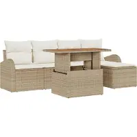 vidaXL Ensemble de salon de jardin , 6 pièces, beige et crème