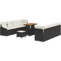 vidaXL Ensemble de canapé de jardin avec coussins 11 pcs noir et crème