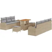 vidaXL Ensemble de canapé de jardin avec coussins avec coussins 10 pcs Beige et gris clair