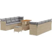 vidaXL Ensemble de canapé de jardin avec coussins 11 pcs Beige et gris clair