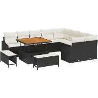 vidaXL Ensemble de canapés de jardin , 12 pièces, 7 places, noir, en résine tressée