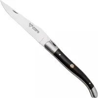 Laguiole En Aubrac Ebony Red Mosaic Pin, Red Inlay, Matt Bolster, couteau de poche, 12 cm