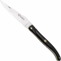 Laguiole En Aubrac Ebony, Black Mosaic Pin, Brass Liner, couteau de poche, 12 cm