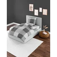 Bierbaum Parure de lit 6277-100% Coton renforcé - Conçu en Allemagne - Argent 15-155 x 220 cm + 80 x 80 cm - Taille Confortable