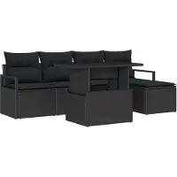 vidaXL Ensemble de canapés de jardin , 6 pièces, noir, en résine tressée