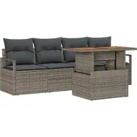 vidaXL Ensemble de canapé de jardin avec coussins 5 pcs Gris