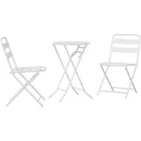 vidaXL Ensemble de jardin 3 pièces, acier blanc