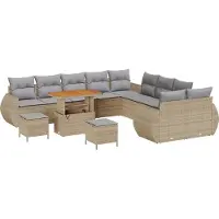 vidaXL Ensemble de canapé de jardin avec coussins avec coussins 13 pcs Beige et gris clair