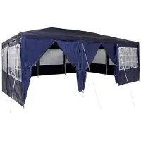 vidaXL Tente de fête, 600 x 400 x 266 cm, bleu, en polyéthylène