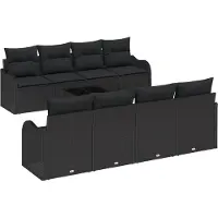 vidaXL Ensemble de canapés de jardin , 9 pièces, 8 places, couleur noire