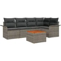 vidaXL Ensemble de canapé de jardin avec mémoire 6 pcs Gris Poly-Rotin