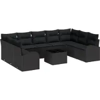 vidaXL Ensemble de canapés avec coussins (10 pièces), en rotin synthétique noir