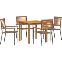vidaXL Ensemble de salle à manger de jardin 5 pièces gris bois massif acacia