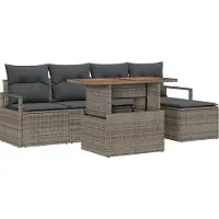 vidaXL Salon de jardin avec coussins 6 pcs Gris et brun