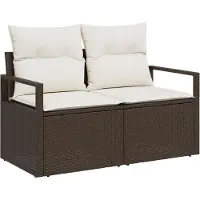 vidaXL Ensemble de canapés avec coussins, 6 pièces, en rotin synthétique marron