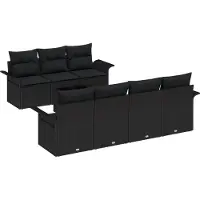 vidaXL Ensemble de canapé de jardin avec coussins 8 pcs noir poly rotin