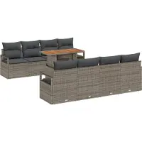 vidaXL Ensemble de canapé de jardin avec mémoire 9 pcs Gris Poly Rattan