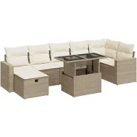 vidaXL Ensemble de jardin canapé 8 pièces avec coussins Beige Poly Rattan