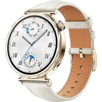 INF Bracelet de montre en cuir véritable pour Huawei Watch GT5 - 18 mm White + Gold