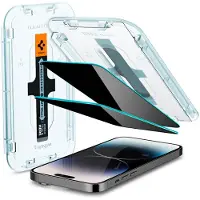 Spigen Protection d'écran en verre trempé GLAStR Privacy Applicator - lot de 2 pour Apple iPhone 14 Pro