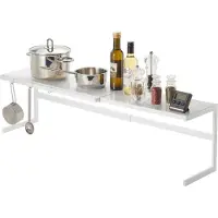 Yamazaki Étagère de cuisine Étagère sur pied Plan de travail blanc Métal extensible 54-92x25x22cm "TOWER