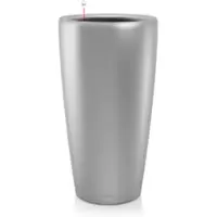 Lechuza Pot Rondo Premium 32 - Kit Complet, Argent Métallisé Ø 32 Cm
