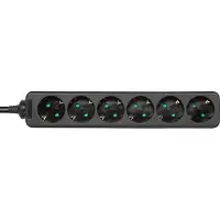 Deltaco GT-0621 extension d'alimentation 6 sortie(s) AC Indoor Black (3 m, CEE 7/3, CEE 7/7)