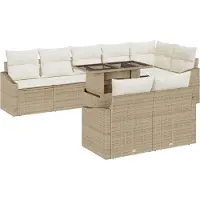vidaXL Ensemble de canapé de jardin avec coussin avec mémoire 9 pcs Beige et Crème