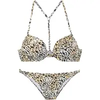 LASCANA Bikini beige clair / gris clair / noir / blanc