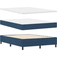 vidaXL Lit boxspring avec matelas avec tête de lit bleu 140 x 190 cm Tissu