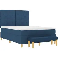 vidaXL Lit boxspring avec matelas avec tête de lit bleu 140 x 190 cm Tissu