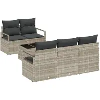 vidaXL Ensemble canapé avec coussins 6 pcs gris clair Poly rotin