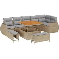vidaXL Ensemble de canapés de jardin , 9 pièces, couleur beige et gris clair